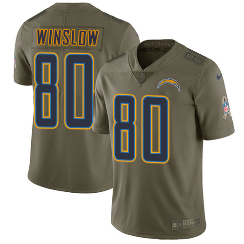 Nike Chargers #80 Kellen Winslow Olive Youth Stitched NFL Limited 2017 Salute to Service Jersey Nike Chargers #80 Kellen Winslow Olive Youth Stitched NFL Limited 2017 Salute to Service Jersey
