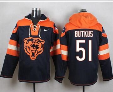 Nike Chicago Bears #51 Dick Butkus Navy Blue CustomizedPlayer Pullover NFL Hoodie
