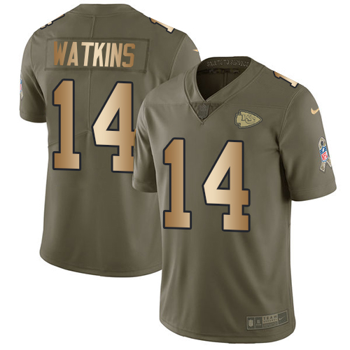 Nike Chiefs #14 Sammy Watkins Olive Gold Men's Stitched NFL Limited 2017 Salute To Service Jersey Nike Chiefs #14 Sammy Watkins Olive Gold Men's Stitched NFL Limited 2017 Salute To Service Jersey