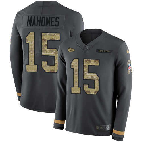 Nike Chiefs #15 Patrick Mahomes Anthracite Salute to Service Youth Nike Chiefs #15 Patrick Mahomes Anthracite Salute to Service Youth