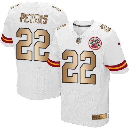 Nike Chiefs #22 Marcus Peters White Men's Stitched NFL Elite Gold Jersey Nike Chiefs #22 Marcus Peters White Men's Stitched NFL Elite Gold Jersey