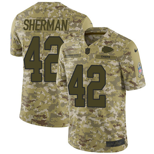 Nike Chiefs #42 Anthony Sherman Camo Youth Stitched NFL Limited 2018 Salute to Service Jersey Nike Chiefs #42 Anthony Sherman Camo Youth Stitched NFL Limited 2018 Salute to Service Jersey