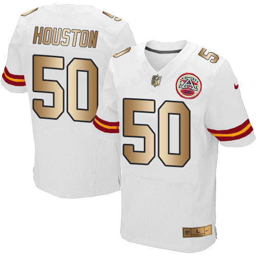 Nike Chiefs #50 Justin Houston White Men's Stitched NFL Elite Gold Jersey Nike Chiefs #50 Justin Houston White Men's Stitched NFL Elite Gold Jersey