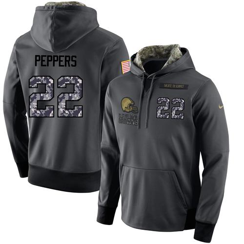 Nike Cleveland Browns #22 Jabrill Peppers Men's Stitched Black Anthracite Salute to Service Player Performance Hoodie