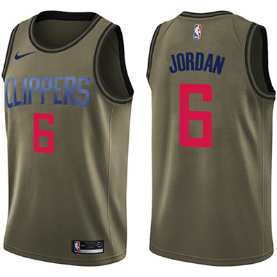 Nike Clippers #6 DeAndre Jordan Green Salute to Service Youth NBA Swingman Jersey