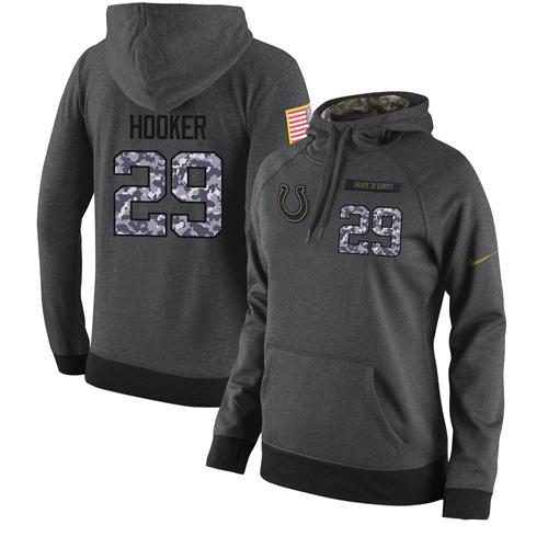 Nike Colts #29 Malik Hooker Stitched Women's  Black Anthracite Salute to Service Player Performance Hoodie