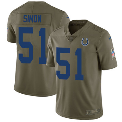 Nike Colts #51 John Simon Olive Youth Stitched NFL Limited 2017 Salute to Service Jersey