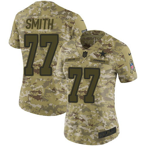Nike Cowboys #77 Tyron Smith Camo Women's Stitched NFL Limited 2018 Salute to Service Jersey Nike Cowboys #77 Tyron Smith Camo Women's Stitched NFL Limited 2018 Salute to Service Jersey