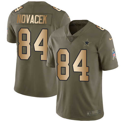 Nike Cowboys #84 Jay Novacek  Olive Youth Gold 2017 Salute to Service NFL Limited Jersey