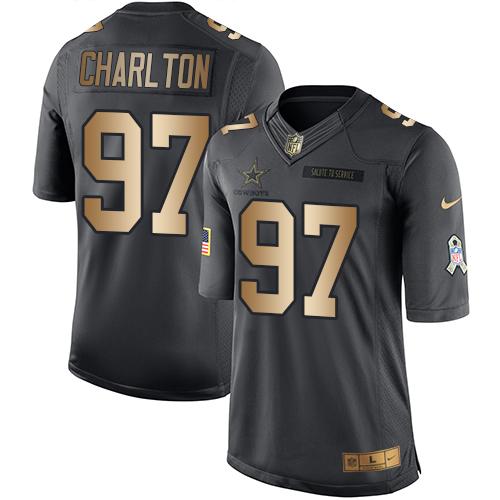 Nike Cowboys #97 Taco Charlton Black Youth Stitched NFL Limited Gold Salute to Service Jersey Nike Cowboys #97 Taco Charlton Black Youth Stitched NFL Limited Gold Salute to Service Jersey