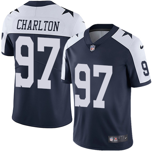 Nike Cowboys #97 Taco Charlton Navy Blue Thanksgiving Youth Stitched NFL Vapor Untouchable Limited Throwback Jersey Nike Cowboys #97 Taco Charlton Navy Blue Thanksgiving Youth Stitched NFL Vapor Untouchable Limited Throwback Jersey