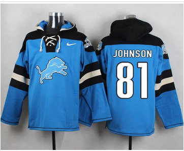 Nike Detroit Lions #81 Calvin Johnson Blue Player Pullover NFL Hoodie Nike Detroit Lions #81 Calvin Johnson Blue Player Pullover NFL Hoodie