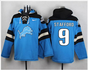 Nike Detroit Lions #9 Matthew Stafford Blue Player Pullover NFL Hoodie Nike Detroit Lions #9 Matthew Stafford Blue Player Pullover NFL Hoodie