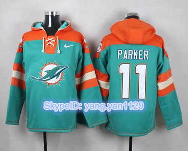 Nike Dolphins #11 DeVante Parker Aqua Green Player Pullover NFL Hoodie Nike Dolphins #11 DeVante Parker Aqua Green Player Pullover NFL Hoodie