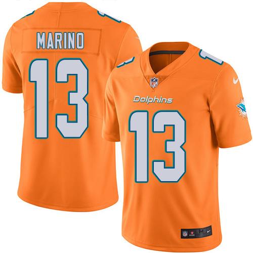 Nike Dolphins #13 Dan Marino Orange Men's Stitched NFL Limited Rush Jersey Nike Dolphins #13 Dan Marino Orange Men's Stitched NFL Limited Rush Jersey