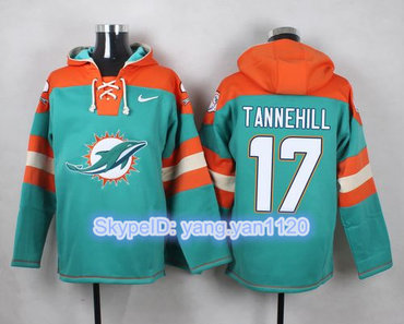 Nike Dolphins #17 Ryan Tannehill Aqua Green Player Pullover NFL Hoodie