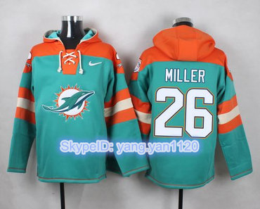 Nike Dolphins #26 Lamar Miller Aqua Green Player Pullover NFL Hoodie Nike Dolphins #26 Lamar Miller Aqua Green Player Pullover NFL Hoodie