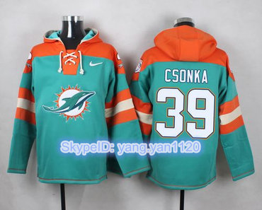 Nike Dolphins #39 Larry Csonka Aqua Green Player Pullover NFL Hoodie Nike Dolphins #39 Larry Csonka Aqua Green Player Pullover NFL Hoodie