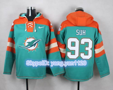 Nike Dolphins #93 Ndamukong Suh Aqua Green Player Pullover NFL Hoodie Nike Dolphins #93 Ndamukong Suh Aqua Green Player Pullover NFL Hoodie
