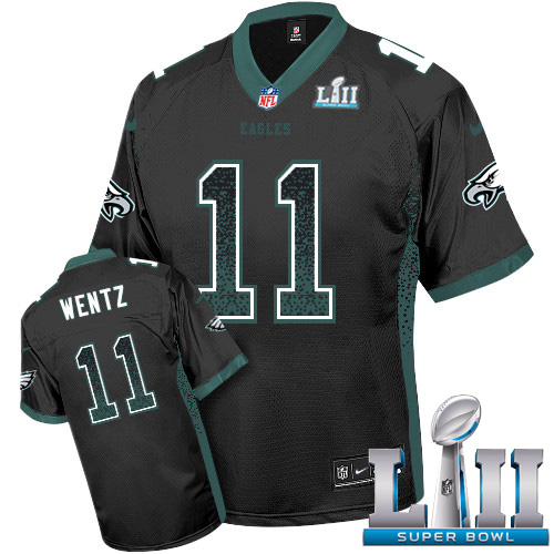 Nike Eagles #11 Carson Wentz Black Alternate Super Bowl LII Youth Stitched NFL Elite Drift Fashion Jersey Nike Eagles #11 Carson Wentz Black Alternate Super Bowl LII Youth Stitched NFL Elite Drift Fashion Jersey