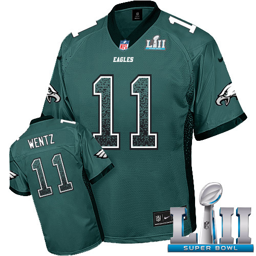 Nike Eagles #11 Carson Wentz Midnight Green Team Color Super Bowl LII Youth Stitched NFL Elite Drift Fashion Jersey Nike Eagles #11 Carson Wentz Midnight Green Team Color Super Bowl LII Youth Stitched NFL Elite Drift Fashion Jersey