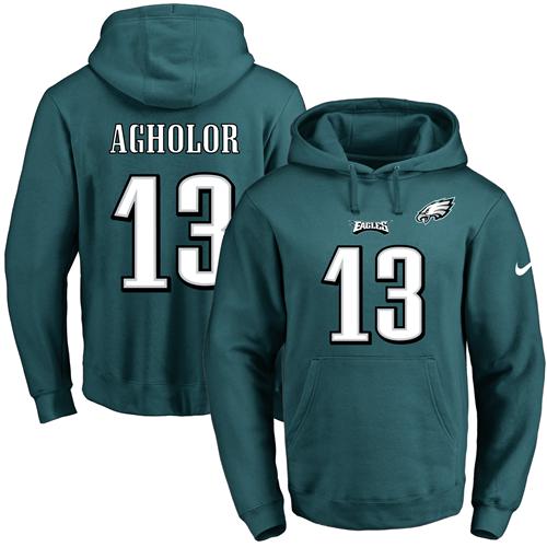 Nike Eagles #13 Nelson Agholor Midnight Green Name & Number Pullover NFL Hoodie Nike Eagles #13 Nelson Agholor Midnight Green Name & Number Pullover NFL Hoodie