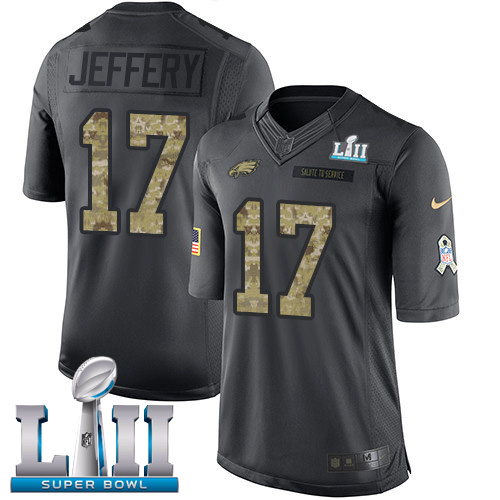 Nike Eagles #17 Alshon Jeffery Black Super Bowl LII Youth Stitched NFL Limited 2016 Salute to Service Jersey Nike Eagles #17 Alshon Jeffery Black Super Bowl LII Youth Stitched NFL Limited 2016 Salute to Service Jersey