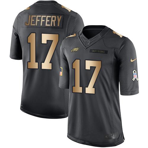 Nike Eagles #17 Alshon Jeffery Black Youth Stitched NFL Limited Gold Salute to Service Jersey