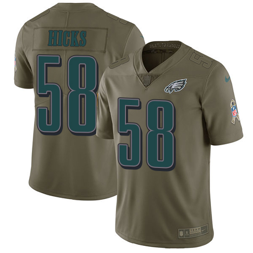 Nike Eagles #58 Jordan Hicks Olive Youth Stitched NFL Limited 2017 Salute to Service Jersey