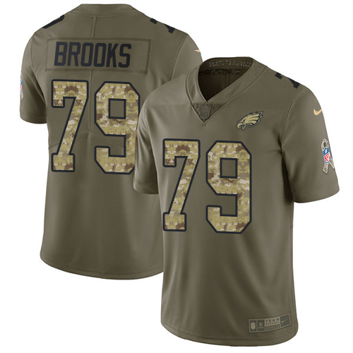Nike Eagles #79 Brandon Brooks Olive Camo Youth Stitched NFL Limited 2017 Salute to Service Jersey
