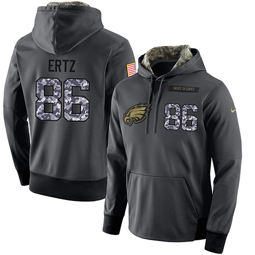 Nike Eagles #86 Zach Ertz Stitched Black Men's Anthracite Salute to Service Player Performance NFL Hoodie