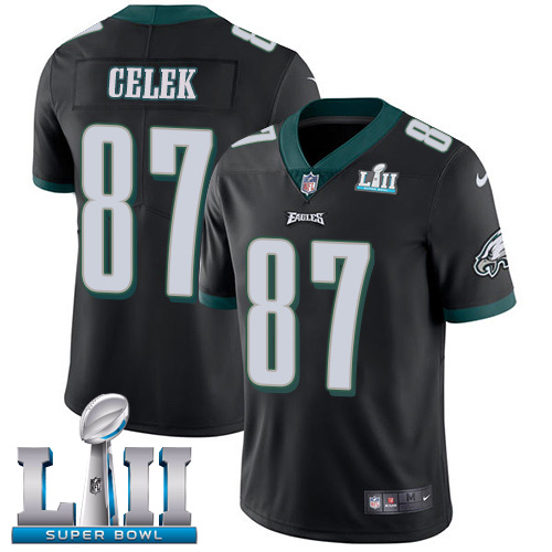 Nike Eagles #87 Brent Celek Black Alternate Super Bowl LII Youth Stitched NFL Vapor Untouchable Limited Jersey