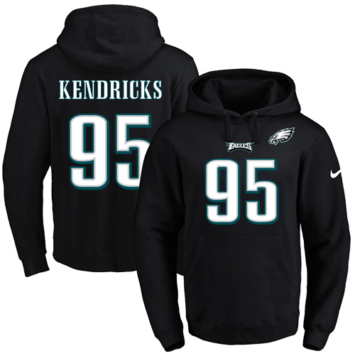 Nike Eagles #95 Mychal Kendricks Black Name & Number Pullover NFL Hoodie Nike Eagles #95 Mychal Kendricks Black Name & Number Pullover NFL Hoodie