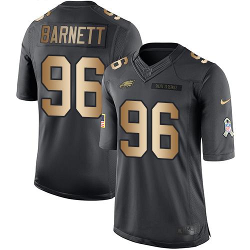 Nike Eagles #96 Derek Barnett Black Youth Stitched NFL Limited Gold Salute to Service Jersey