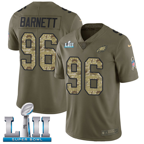Nike Eagles #96 Derek Barnett Olive Camo Super Bowl LII Youth Stitched NFL Limited 2017 Salute to Service Jersey
