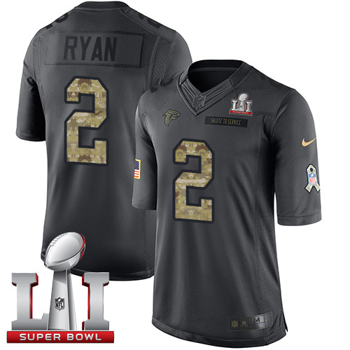 Nike Falcons #2 Matt Ryan Black Super Bowl LI 51 Men's Stitched NFL Limited 2016 Salute To Service Jersey Nike Falcons #2 Matt Ryan Black Super Bowl LI 51 Men's Stitched NFL Limited 2016 Salute To Service Jersey