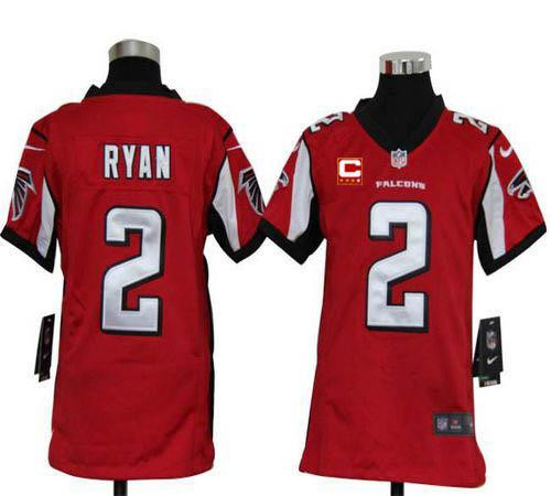 Nike Falcons #2 Matt Ryan Red Team Color With C Patch Youth Stitched NFL Elite Jersey Nike Falcons #2 Matt Ryan Red Team Color With C Patch Youth Stitched NFL Elite Jersey