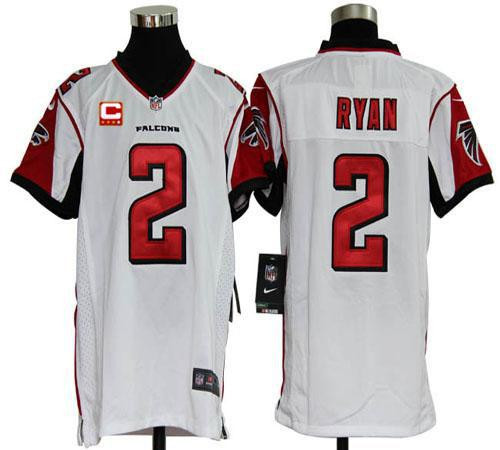 Nike Falcons #2 Matt Ryan White With C Patch Youth Stitched NFL Elite Jersey Nike Falcons #2 Matt Ryan White With C Patch Youth Stitched NFL Elite Jersey