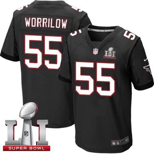 Nike Falcons #55 Paul Worrilow Black Alternate Super Bowl LI 51 Men's Stitched NFL Elite Jersey Nike Falcons #55 Paul Worrilow Black Alternate Super Bowl LI 51 Men's Stitched NFL Elite Jersey
