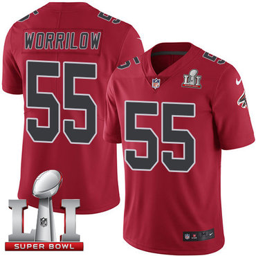 Nike Falcons #55 Paul Worrilow Red Super Bowl LI 51 Men's Stitched NFL Limited Rush Jersey