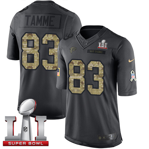 Nike Falcons #83 Jacob Tamme Black Super Bowl LI 51 Men's Stitched NFL Limited 2016 Salute To Service Jersey Nike Falcons #83 Jacob Tamme Black Super Bowl LI 51 Men's Stitched NFL Limited 2016 Salute To Service Jersey