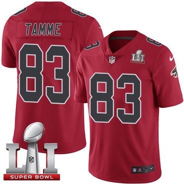 Nike Falcons #83 Jacob Tamme Red Super Bowl LI 51 Men's Stitched NFL Limited Rush Jersey