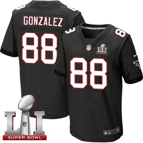 Nike Falcons #88 Tony Gonzalez Black Alternate Super Bowl LI 51 Men's Stitched NFL Elite Jersey Nike Falcons #88 Tony Gonzalez Black Alternate Super Bowl LI 51 Men's Stitched NFL Elite Jersey