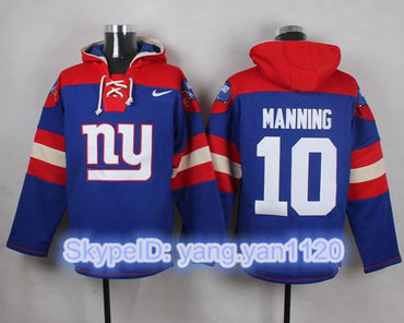 Nike Giants #10 Eli Manning Royal Blue Player Pullover NFL Hoodie