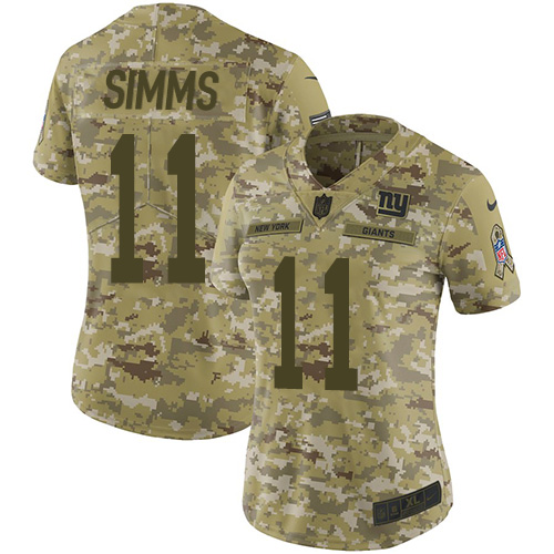 Nike Giants #11 Phil Simms Camo Women's Stitched NFL Limited 2018 Salute to Service Jersey Nike Giants #11 Phil Simms Camo Women's Stitched NFL Limited 2018 Salute to Service Jersey