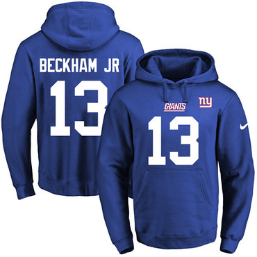 Nike Giants #13 Odell Beckham Jr Royal Blue Name & Number Pullover NFL Hoodie Nike Giants #13 Odell Beckham Jr Royal Blue Name & Number Pullover NFL Hoodie