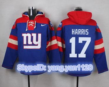 Nike Giants #17 Dwayne Harris Royal Blue Player Pullover NFL Hoodie