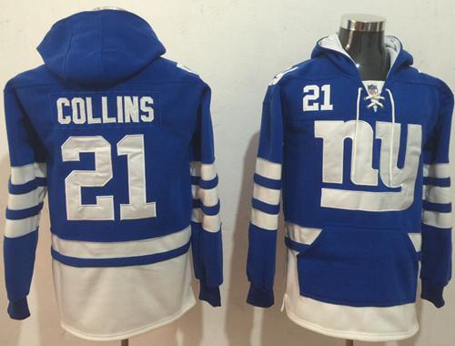 Nike Giants #21 Landon Collins Royal Blue White Name & Number Pullover NFL Hoodie