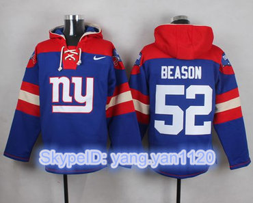 Nike Giants #52 Jon Beason Royal Blue Player Pullover NFL Hoodie