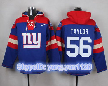 Nike Giants #56 Lawrence Taylor Royal Blue Player Pullover NFL Hoodie